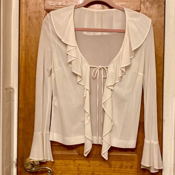 Vintage Dolce & Gabbana Cream Blouse Romantic Fairycore Italian Size 42, US 6 - Picture 4 of 14